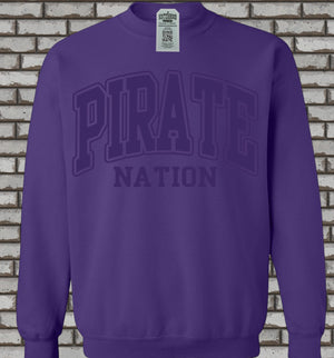 Purple Pirate Nation (Puff) Sweatshirt